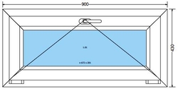 Plastové okno 90x43cm 6-ti komorové plastová okna BÍLÁ-DEKOR (sklopné)