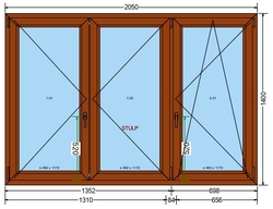 Plastové okno 205x140cm 6-ti komorové plastová okna DEKOR-DEKOR (trojkřídlé)