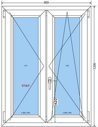Plastové okno 90x120cm 6-ti komorové plastová okna BÍLÁ-DEKOR (dvoukřídlé)