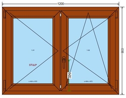 Plastové okno 120x90cm 6-ti komorové plastová okna DEKOR-DEKOR (dvoukřídlé)