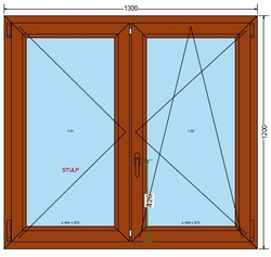 Plastové okno 130x120cm 6-ti komorové plastová okna DEKOR-DEKOR (dvoukřídlé)