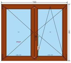 Plastové okno 150x130cm 6-ti komorové plastová okna DEKOR-DEKOR (dvoukřídlé)