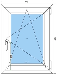 Plastové okno 60x80cm 6-ti komorové plastová okna BÍLÁ-BÍLÁ (O/S)