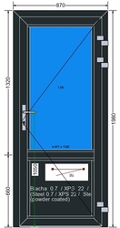 AL-20-MB70-Hliníkové dveře 87x198cm