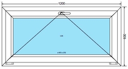 Plastové okno 120x60cm 6-ti komorové plastová okna BÍLÁ-BÍLÁ (sklopné)