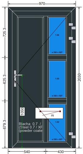 AL-10-MB70-Hliníkové dveře 97x203cm