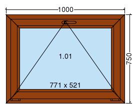 Plastové okno 100x75cm 6-ti komorové plastová okna DEKOR-DEKOR (sklopné)